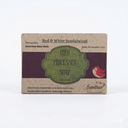 Red & White Sandalwood Cold Process Natural Body Soap