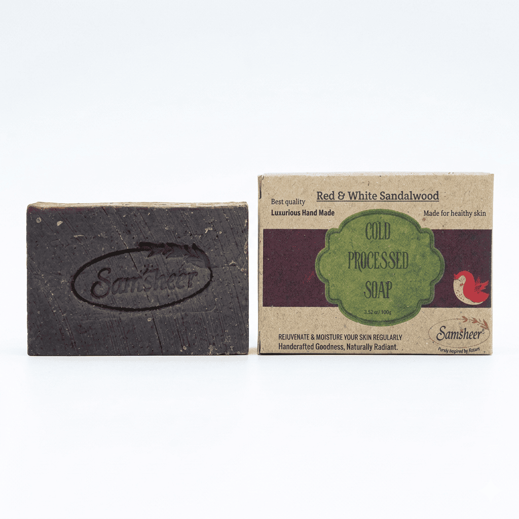 Red & White Sandalwood Cold Process Natural Body Soap