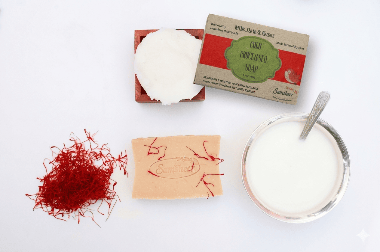 Milk, Oats & Kesar Cold Process Natural Body Soap