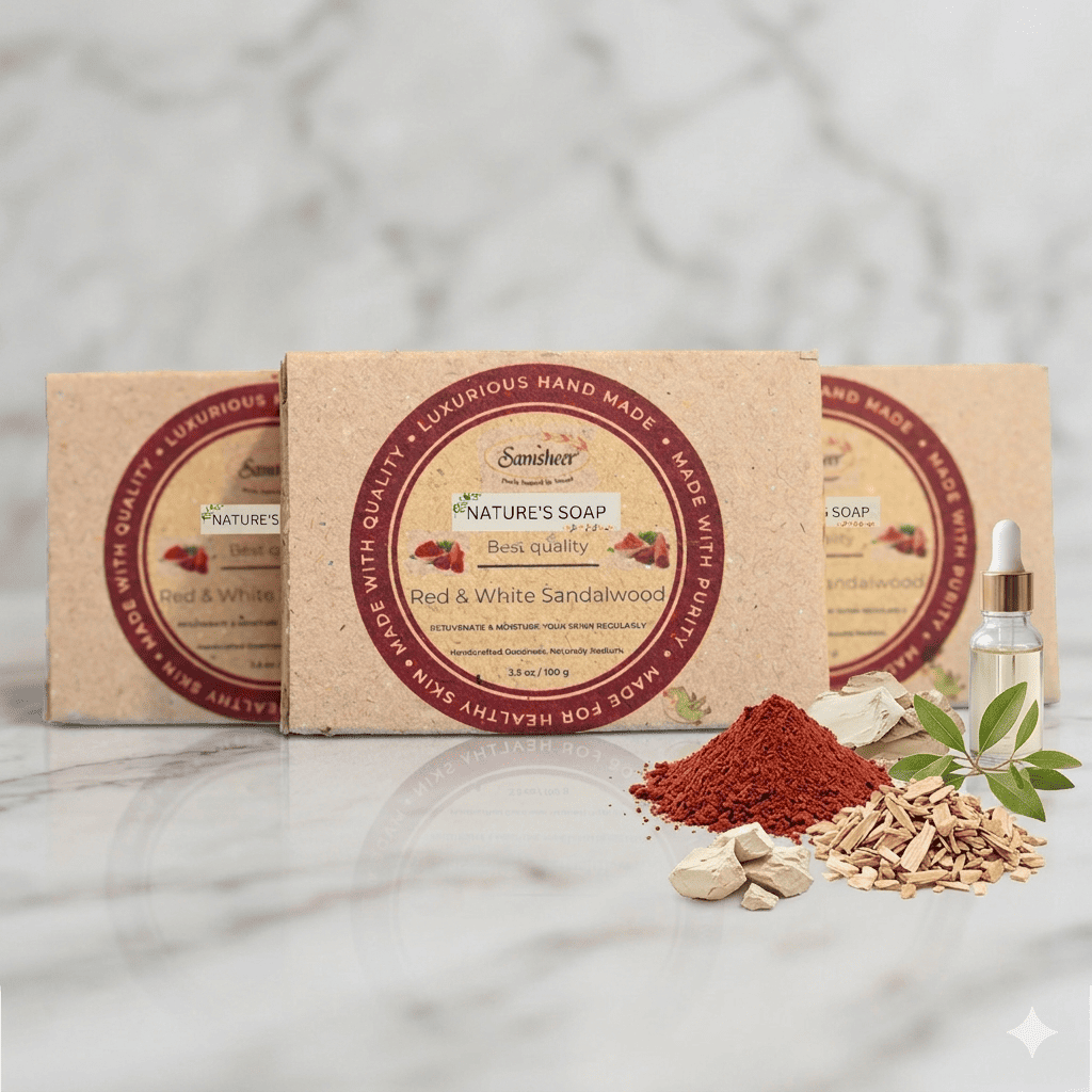Red & White Sandalwood Natural Body Soap | ALL IN ONE BODY SOAP