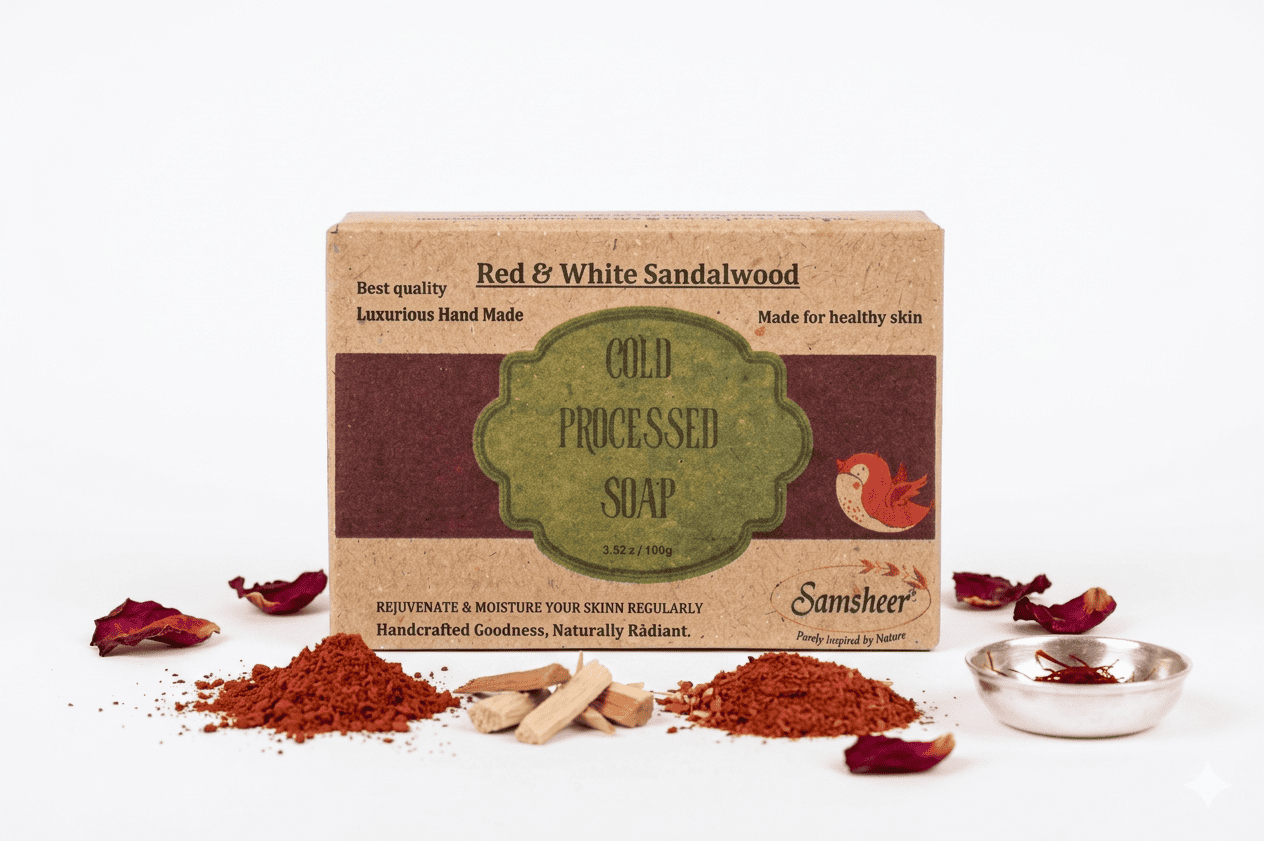 Red & White Sandalwood Cold Process Natural Body Soap