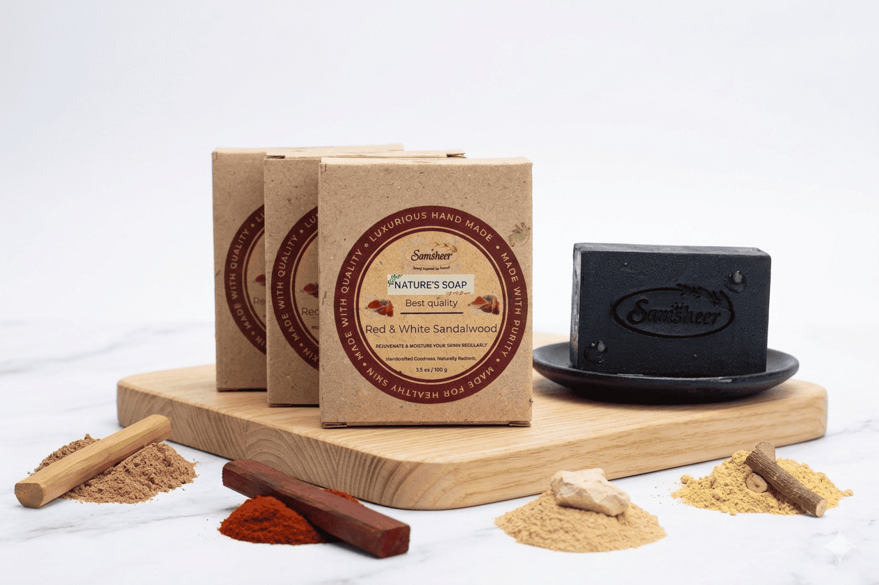 Red & White Sandalwood Natural Body Soap | ALL IN ONE BODY SOAP